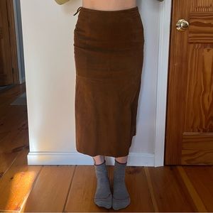 RARE caramel suede maxi skirt